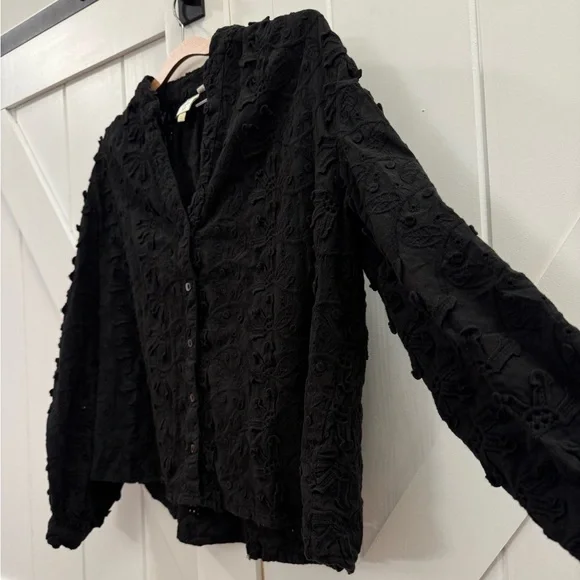 Anthropologie SEEN WORN KEPT Kathryn Floral-textured Button-up Blouse Top - Picture 4 of 8